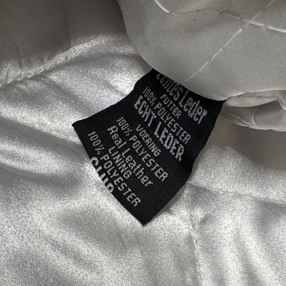LK Women's White Leather Biker Jacket EUC L - Picture 8 of 15